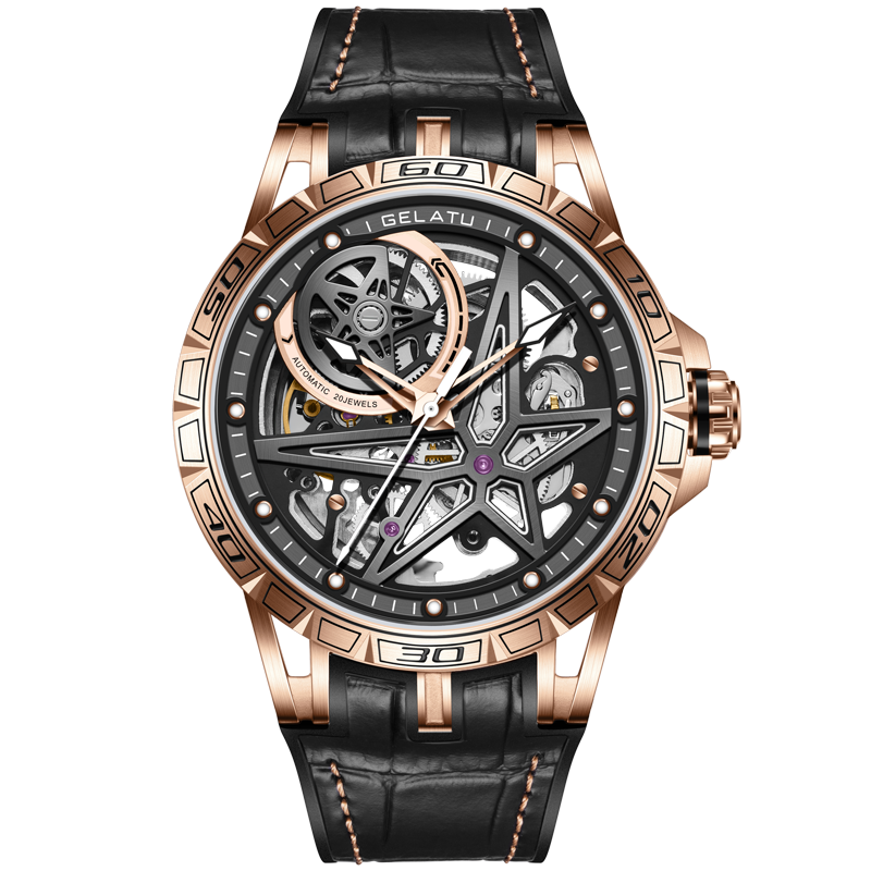双子星潮流镂空全自动机械男表